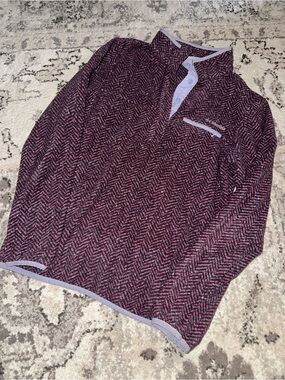 Columbia Burgundy and Black Herringbone Quarter-Zip Pullover